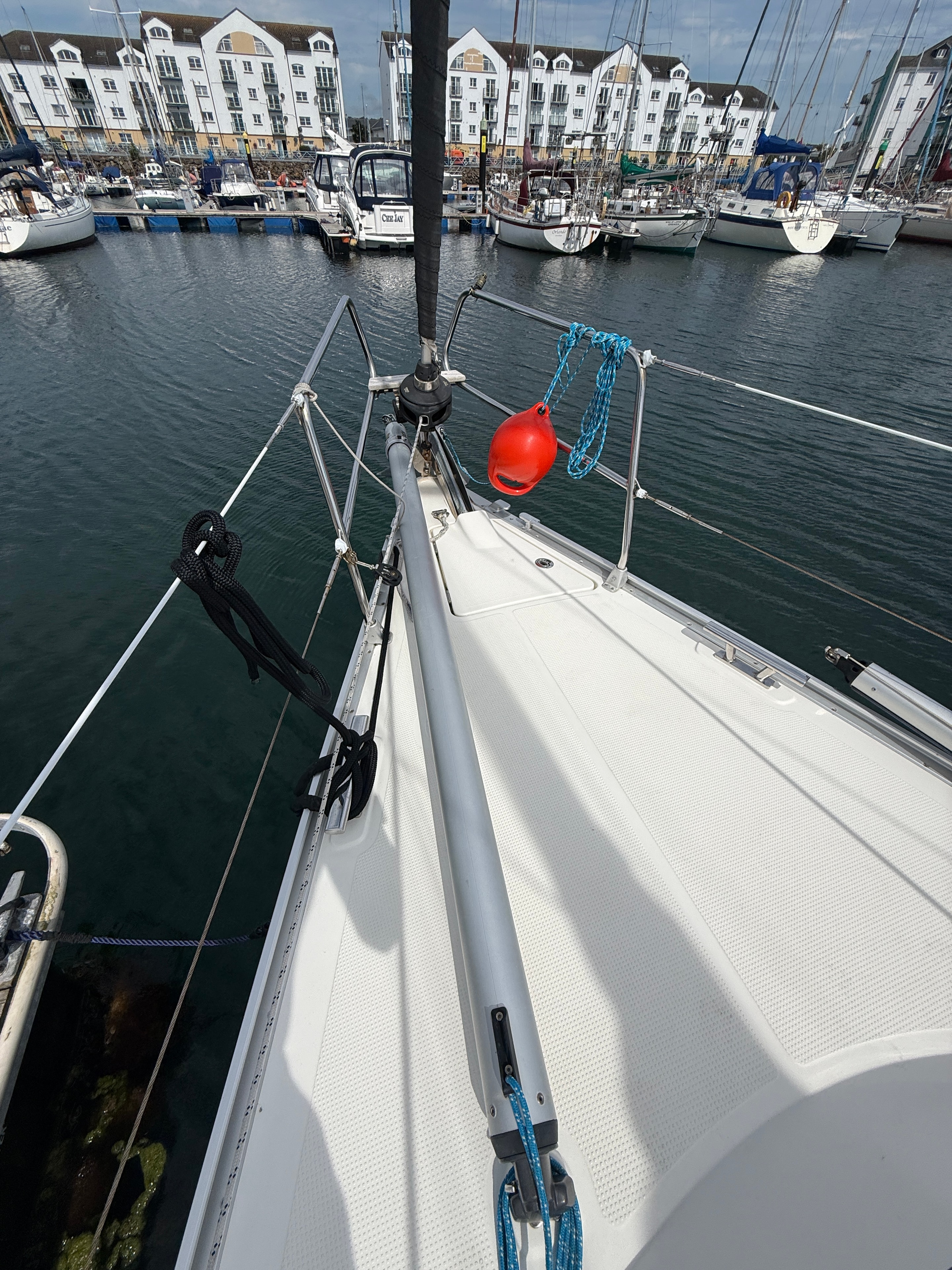 Bowsprit and bow — marina view