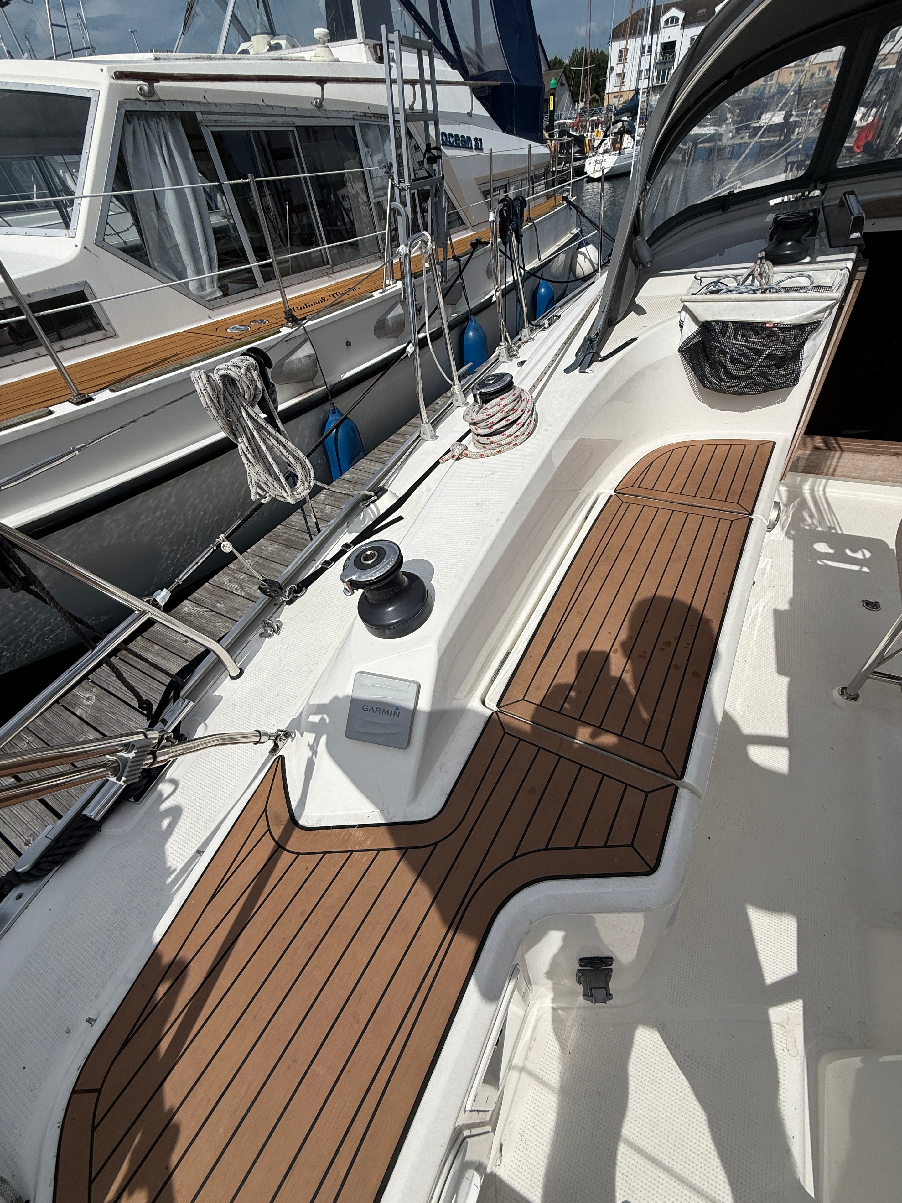 Garmin chartplotter cover — full deck view