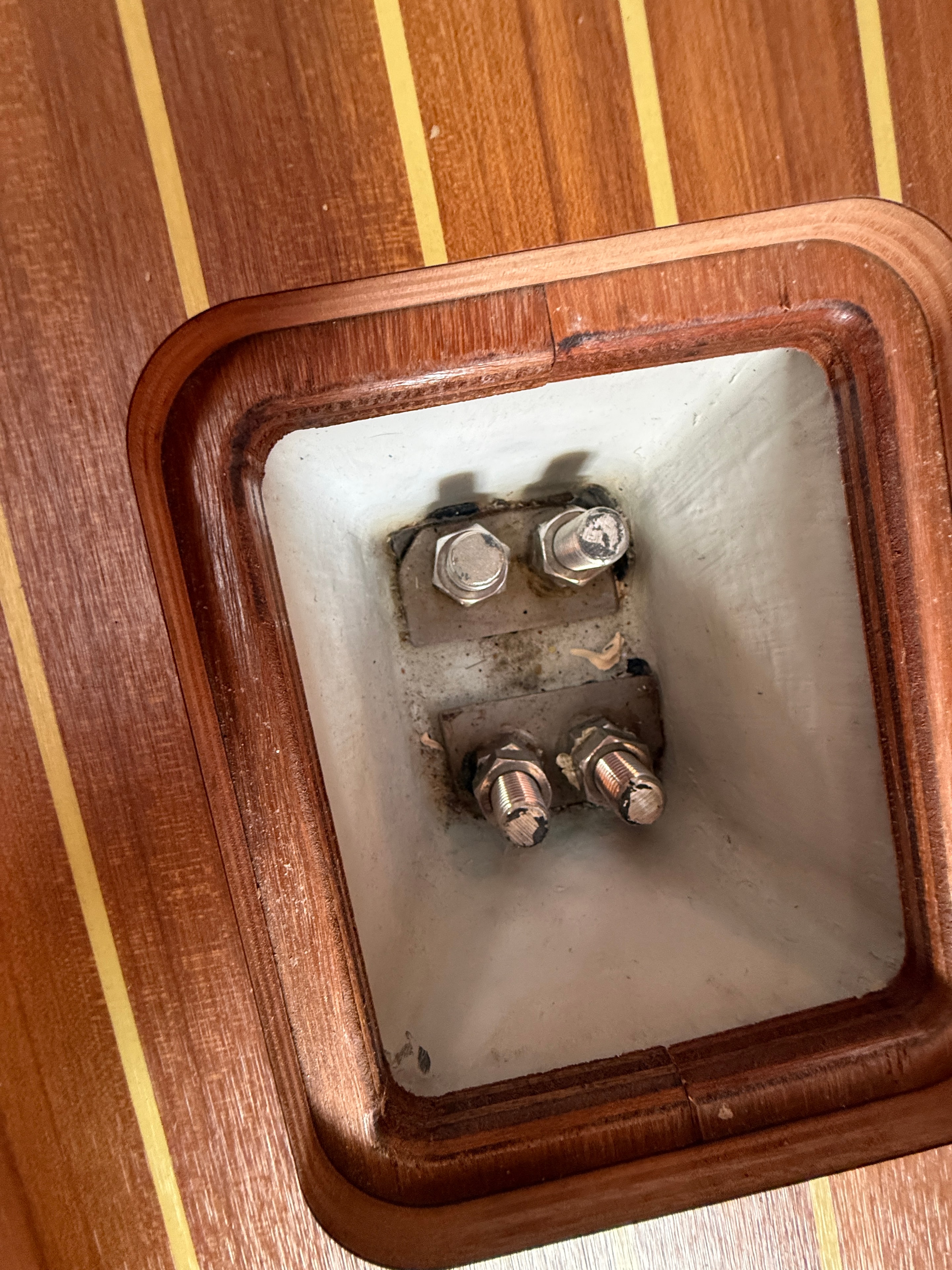 Keel bolts — second inspection hatch, two bolts visible